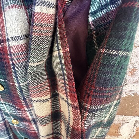 VTG JG Hook Womens Size 4 Midi Skirt Wool Tartan Plaid Brass Buttons Waist 24" - Picture 7 of 12